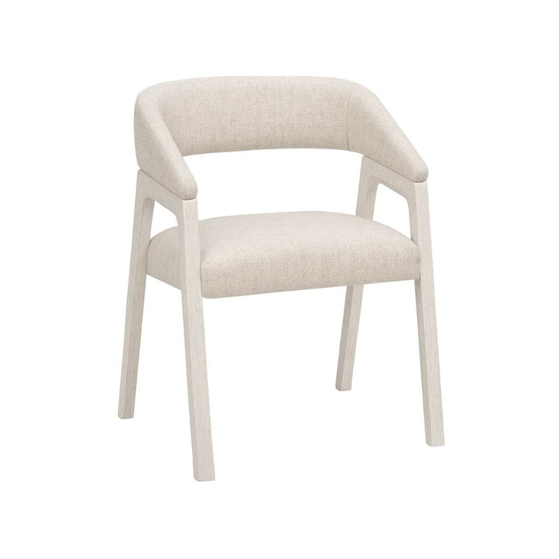 Modern Veil Barrel-Back Veil Oak Levi Oyster Fabric Dining Chair (Set of 2), Mist