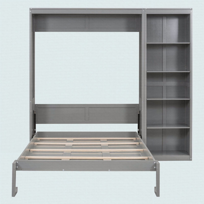 Lit escamotable avec bibliothèque convertible Murphy, Double, Blanc