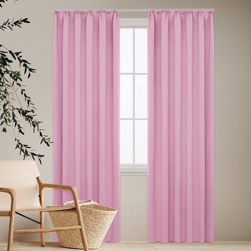 Deavin Blackout Curtain, Width 140 x Drop 290cm, Pink