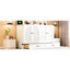 Grand lit blanc avec tiroirs fonctionnels pour l'extérieur et port de charge offrant un grand espace de rangement avec option de style pour les petits espaces-129990027