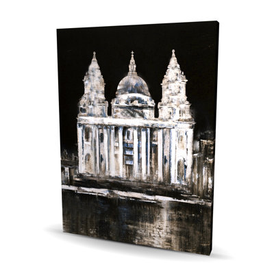 Toile monument blanc sur fond noir, décor de chambre à coucher noir