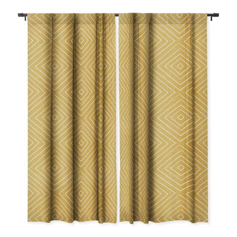 Little Arrow Design Co Woven Diamonds Sage 1pc Blackout Window Curtain Panel, 50" W x 63" L, Gold