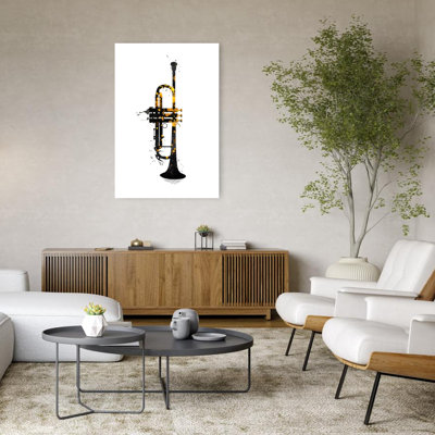 «Golden Splash Trumpet», art mural moderne abstrait