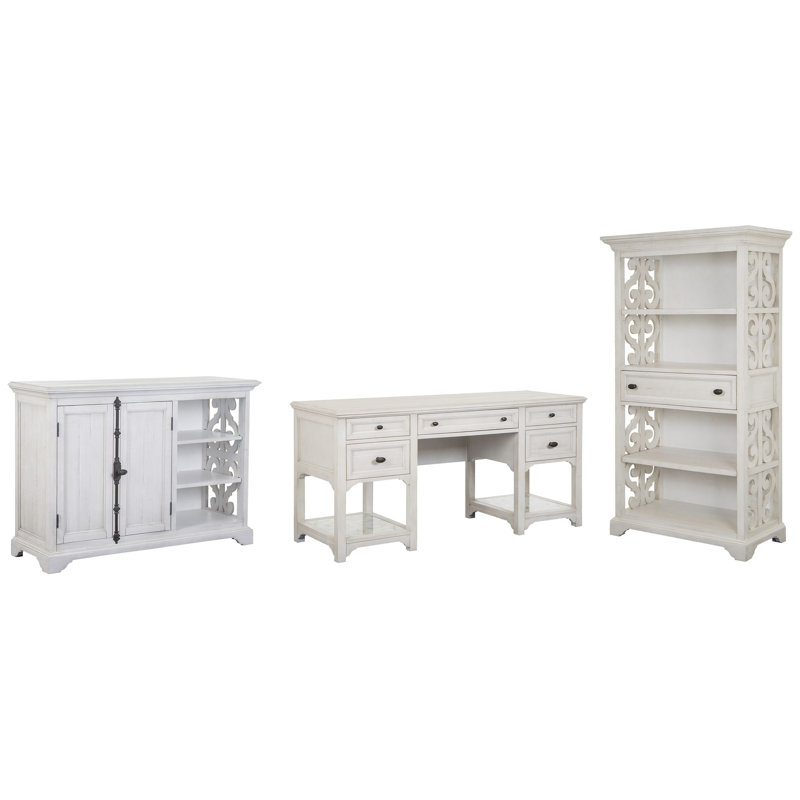Bureau avec support d'imprimante et bibliothèque, 3 Pieces: Desk, Storage Cabinet, Bookcase