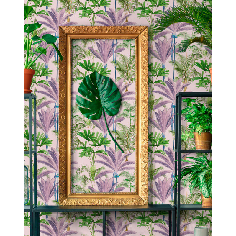 Palm Springs Floral Wallpaper Roll, Green/Pink/Purple