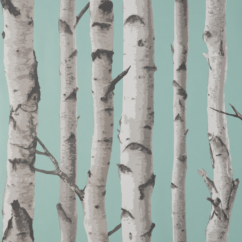 Birch Trees Wallpaper, Teal
