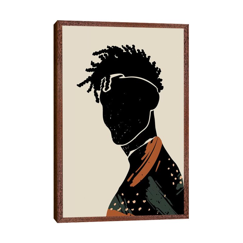 Black Hair II by Domonique Brown - Print on Canvas, 66.04 cm H x 45.72 cm W, Classic Brown Wood Framed Canvas