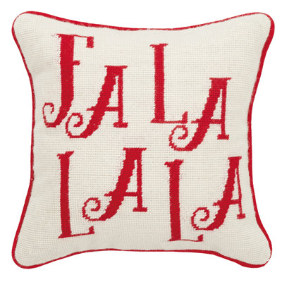 Fa La La La Needlepoint Holiday Throw Pillow - 12" Square