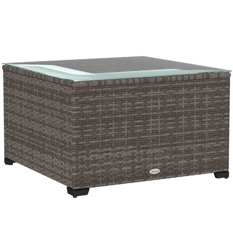 Rattan Side Table, Black