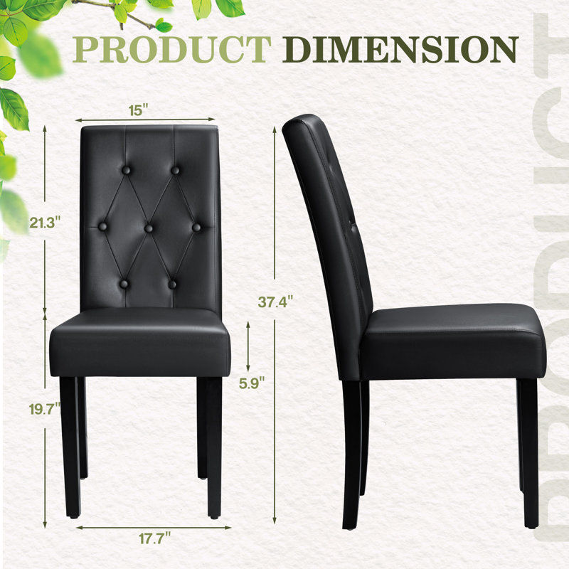 Modern PU Leather Dining Chair Upholstered Side Chair (Set of 4), Black, 4