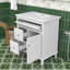 Meuble-lavabo autoportant élégant avec lavabo en céramique, rangement réglable et tiroir basculant-1945016013