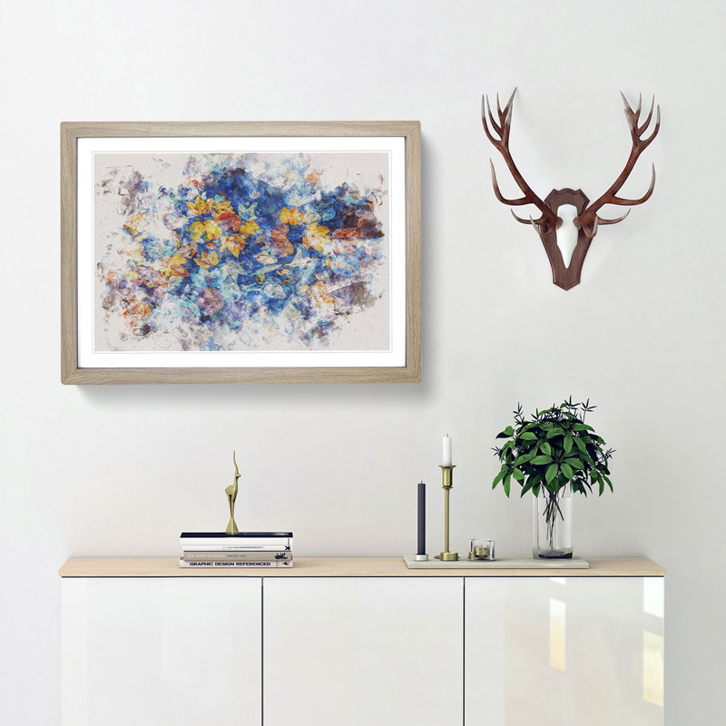 Multi Coloured Autumn Leaves - Picture Frame Painting Print, Oak Framed, 36cm H x 48cm W x 2cm D