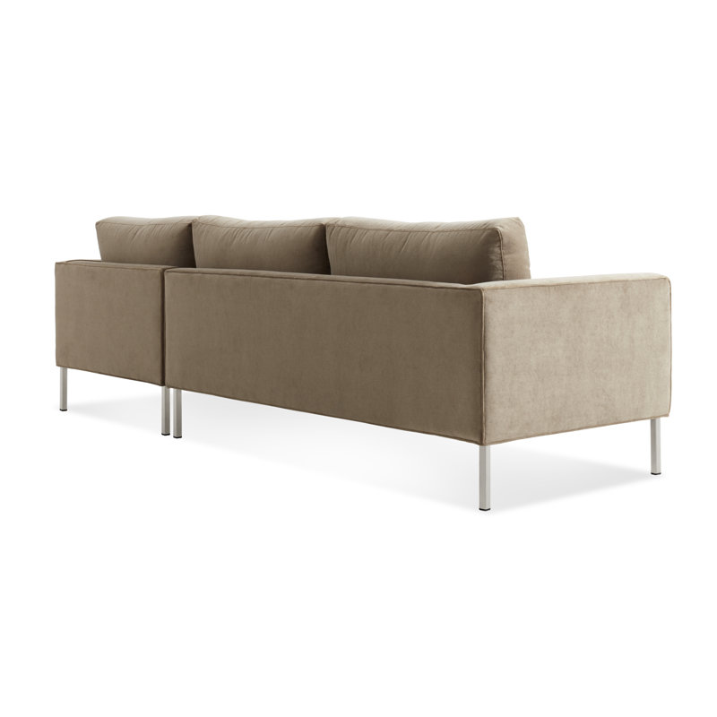 Paramount Chaise Sectional, Stainless Steel, Sanford Ceramic Crossweave, Right Hand Facing
