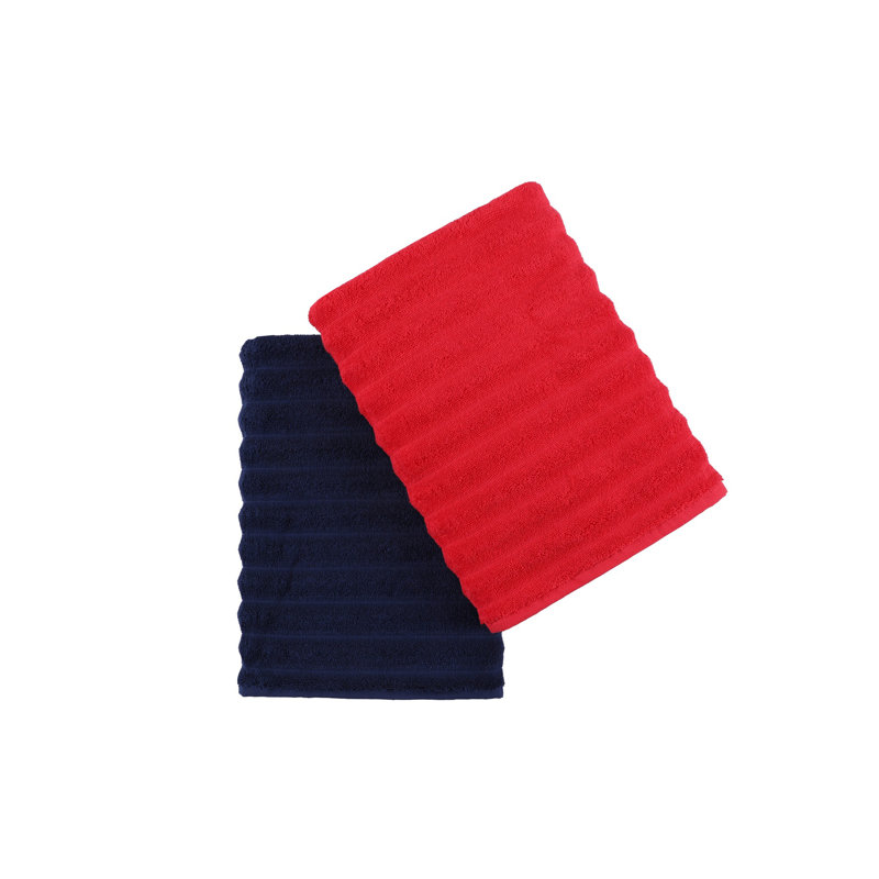 Ensemble de 2 essuie-mains 100% coton 2 pièces, Rouge / bleu foncé