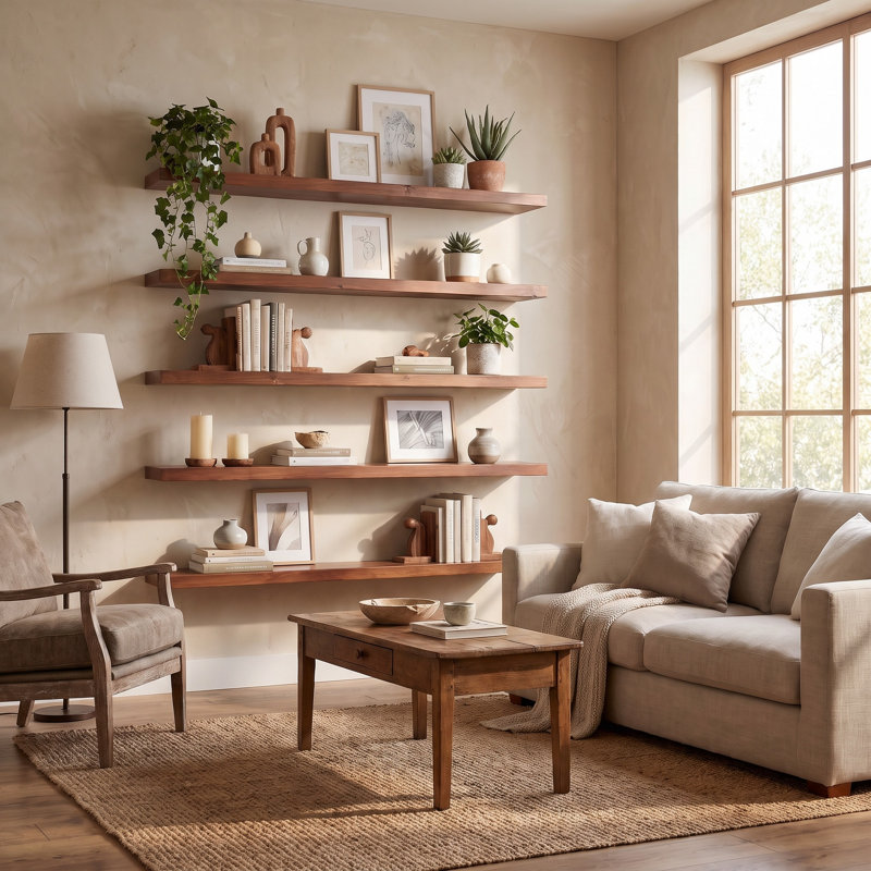 5 -Piece Pine Solid Wood Floating Shelf