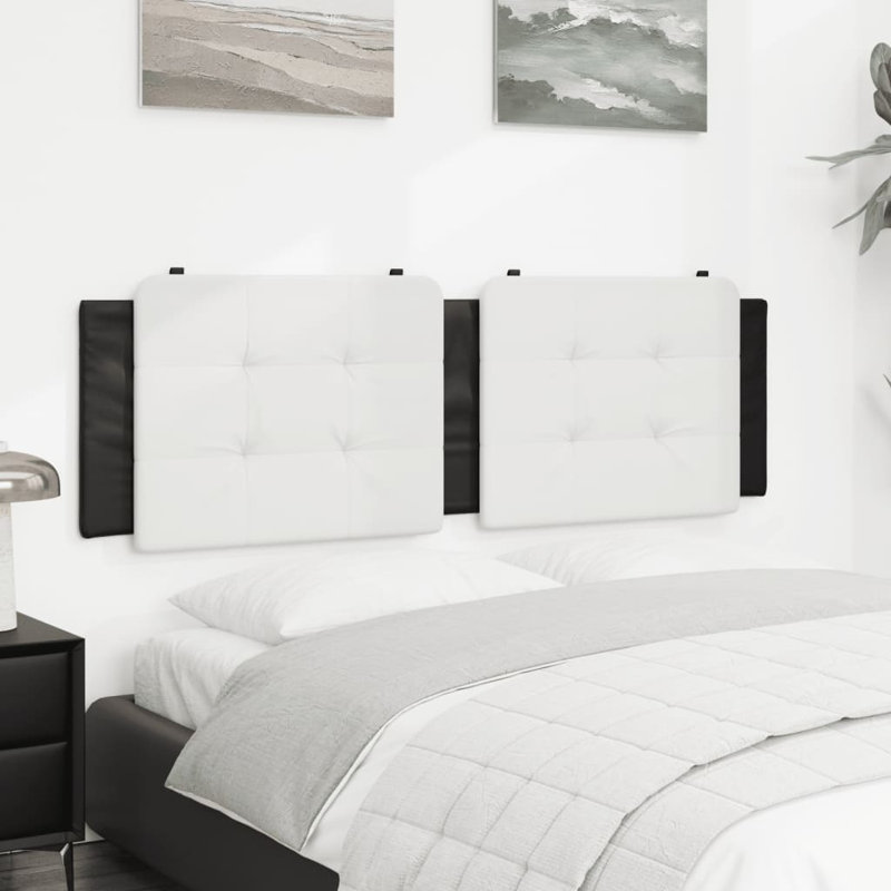 vidaXL Headboard Cushion White and Black, Black/White, Queen