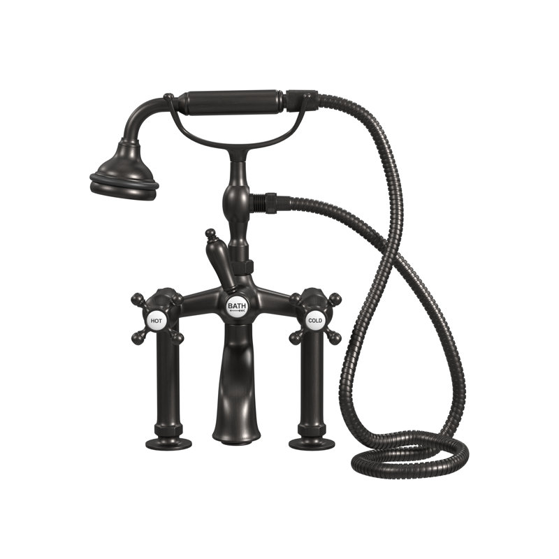 2 Handle Bathroom Clawfoot Tub Faucet with Diverter, Antique Bronze