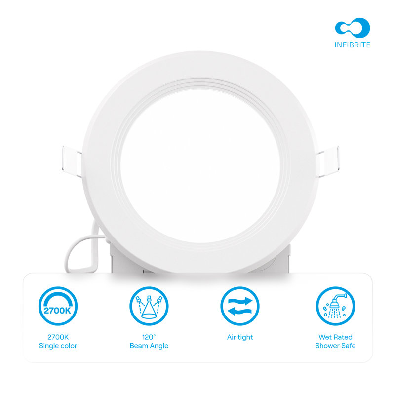 Ensemble de 4 lumières à DEL encastrées Infibrite Thin, Quatre pouces, 2700 K, Blanc