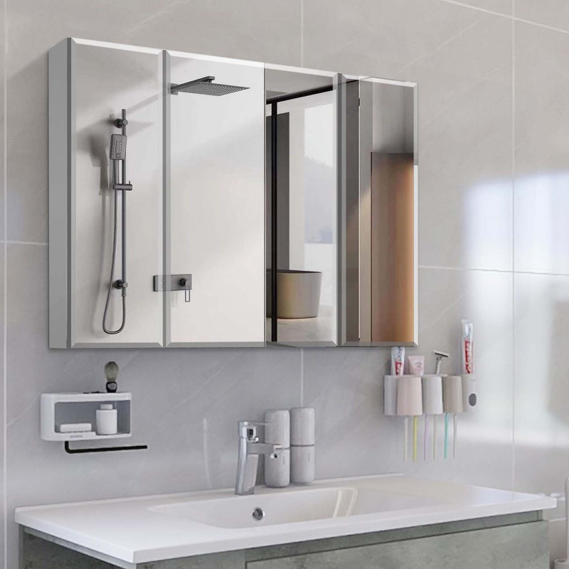 Armoire de salle de bain polyvalente en aluminium avec des caractéristiques avancées pour un rangement optimal
