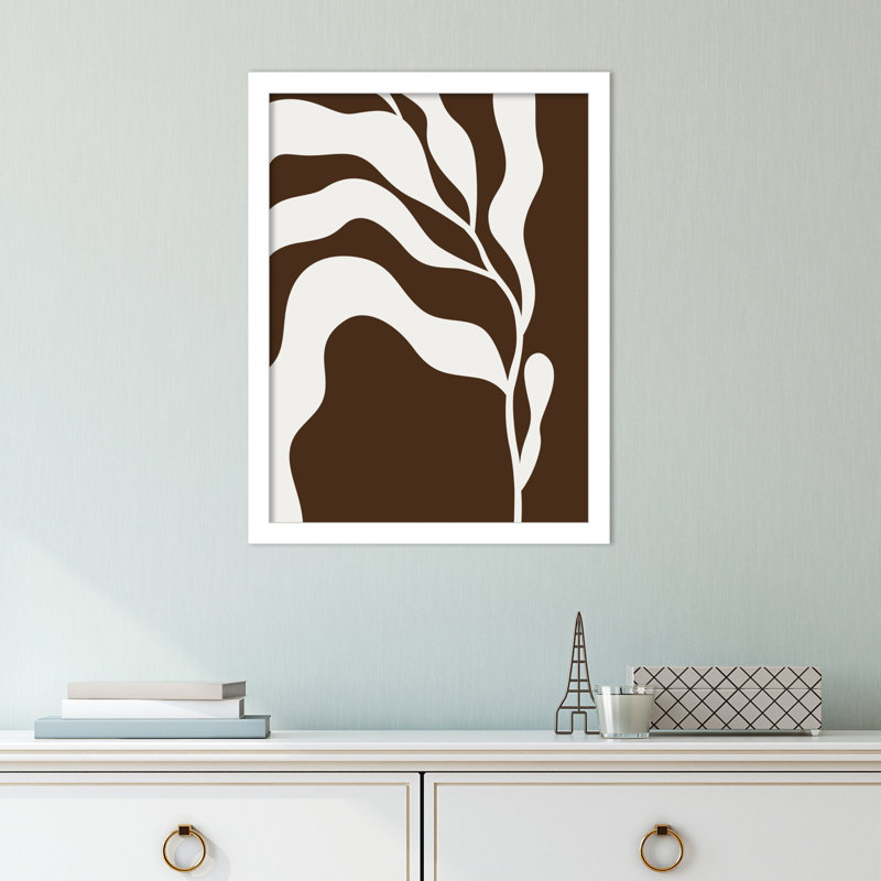 Retro Matisse Inspired Abstract Botanical 2 Brown, 21" H x 17" W x 1" D, White