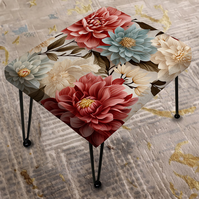 Farmhouse Pink And White Floral Gardens - Floral Rectangle Ottoman
