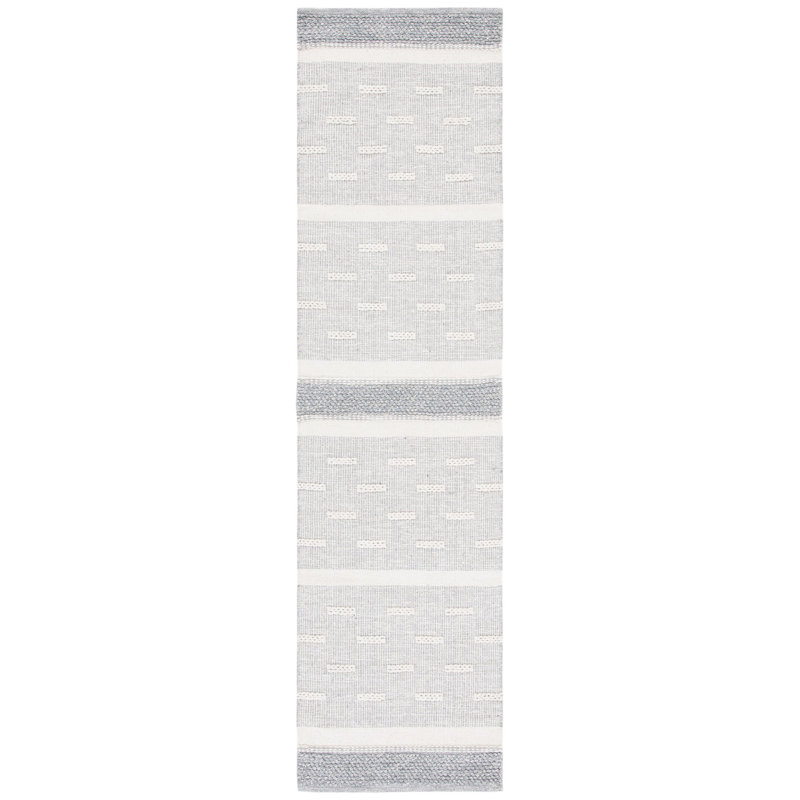 Tapis gris en coton tissé à la main Hartwig, Tapis de couloir 2 pi 3 po x 9 pi