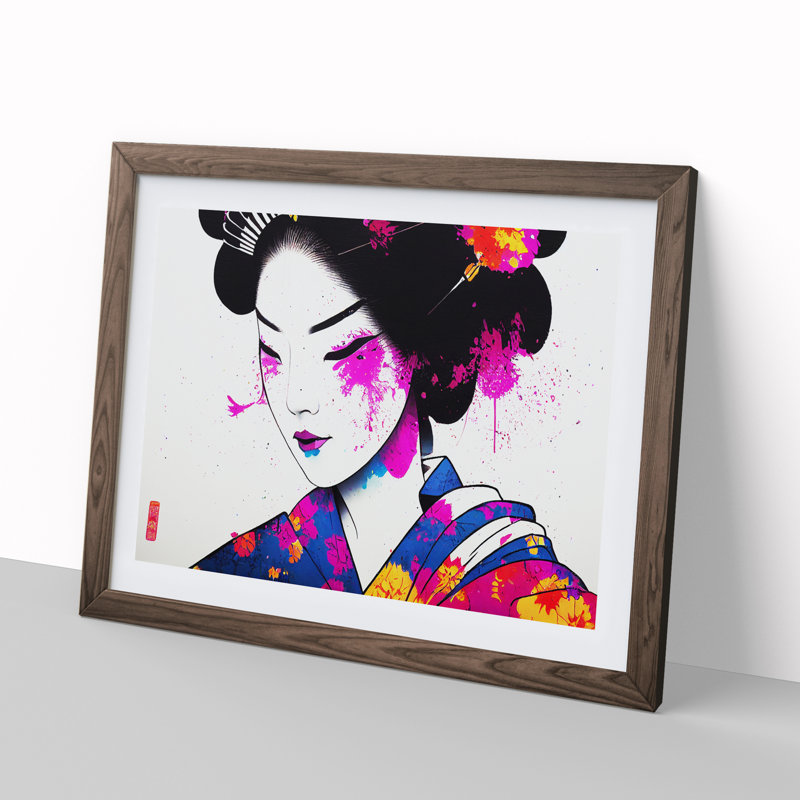 A Splashed Geisha Vol.2 Abstract - Single Picture Frame Print, 25cm H x 34cm W, Brown