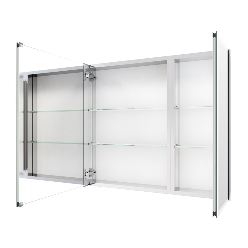 Recessed Frameless 2 Doors Medicine Cabinet with Adjustable Shelves