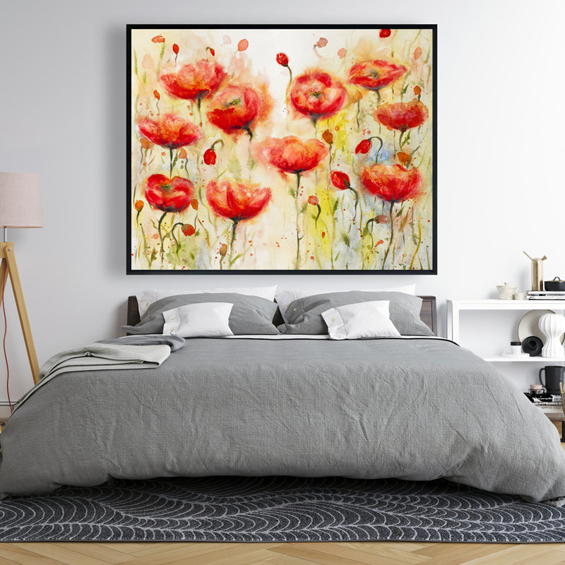 Fleurs rouges - Toile encadrée pour la décoration intérieure | Art floral