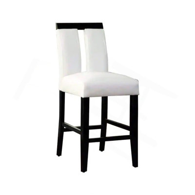 Ensemble de 2 chaises en similicuir noir et blanc, belles chaises rembourrées à hauteur de comptoir avec dossier à fente