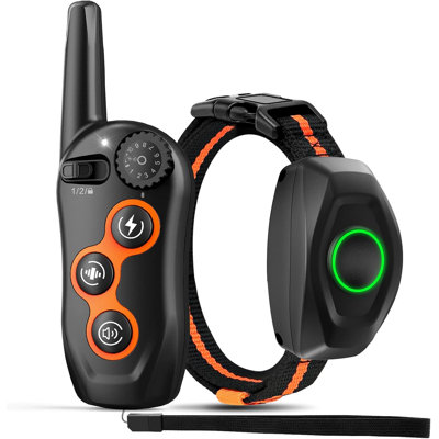 Dog Training Collar, IPX7 Waterproof Dog Shock Collar With Remote Control Range 1300Ft, 3 Training Modes, Beep, Shock, Vibration, Rechargeable Shock C