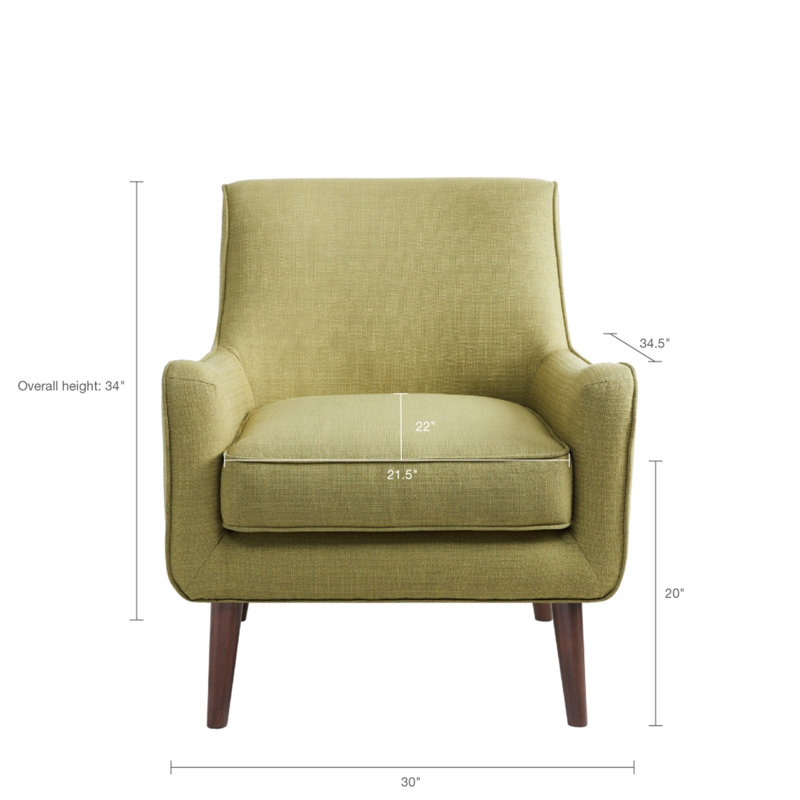 Chaise d'appoint de style Mid-Century, dossier serré, coussin de siège amovible, pieds en bois massif foncé, mousse haute densité pour un soutien, une finition et un confort de rembourrage