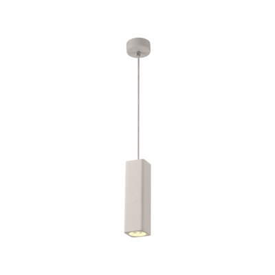 1 - Light White Paintable Gypsum Cylinder Pendant