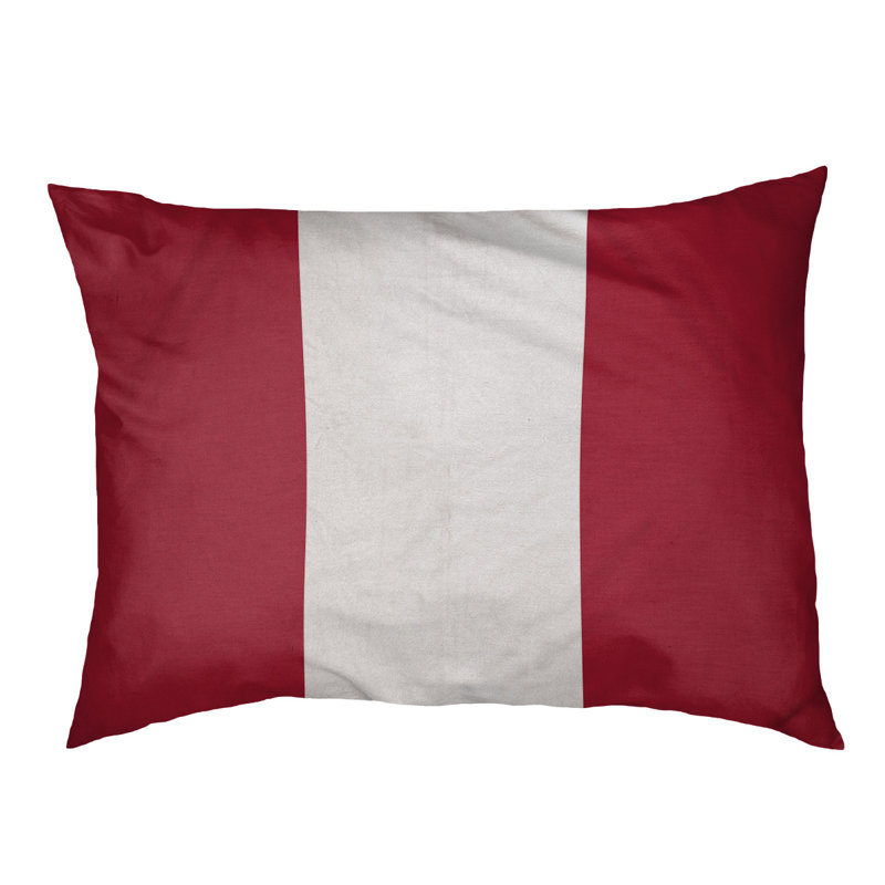 Coussin stylisé à rayures pour équipes de football, L 40 po x l 30 po, Rouge / Blanc