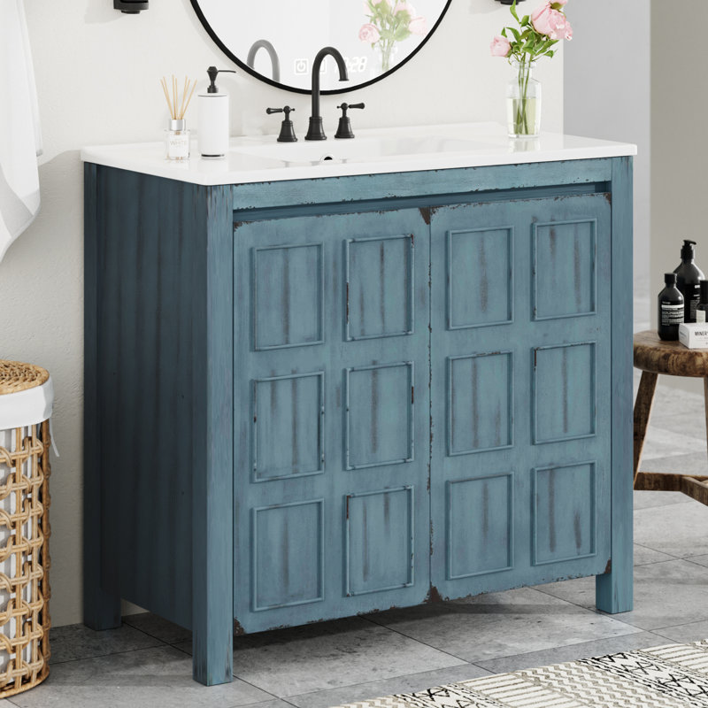 36" Single Bathroom Vanity Set, Retro Blue
