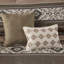 Ensemble de couette 5 pièces en polyester brodé et imprimé à rayures et chevrons brun, format King/Cal King-136113807