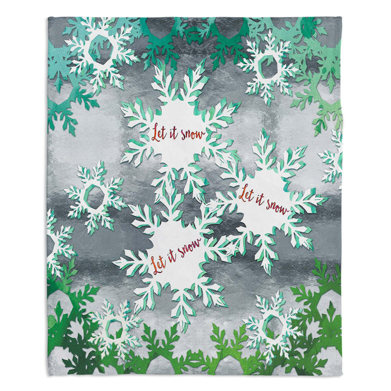 Jeté bonhomme de neige let it , l 51 po x L 60 po, Vert / argent / rouge