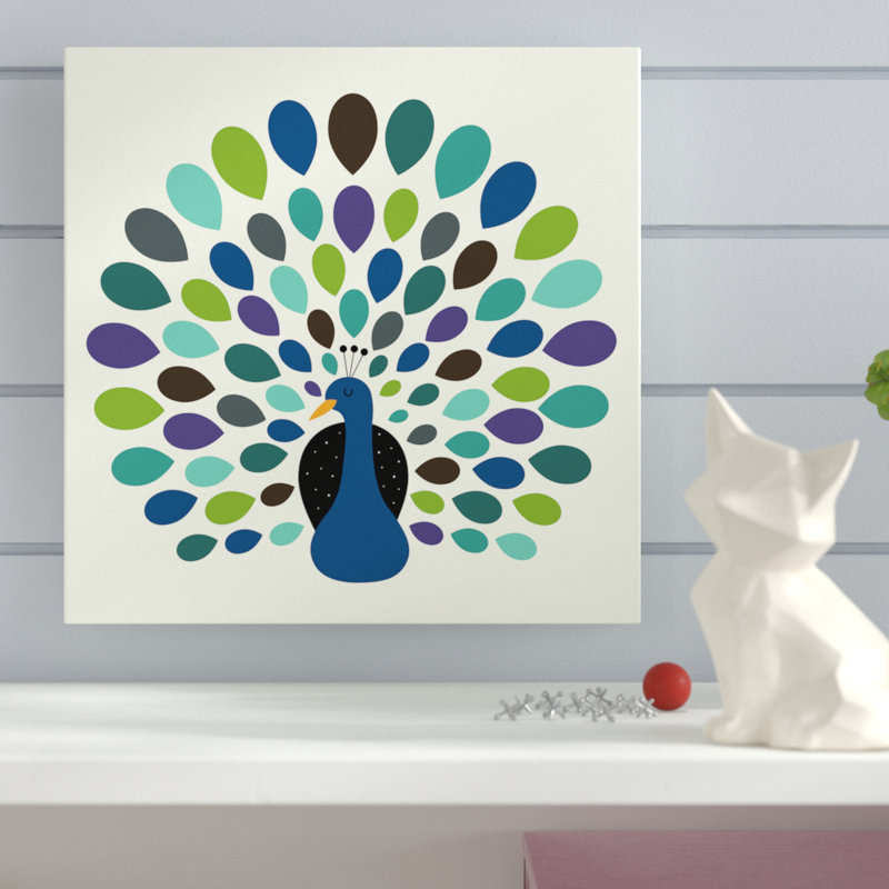 « peacock time »-impression sur toile, H 12 po x l 12 po x P 0,75 po, Toile