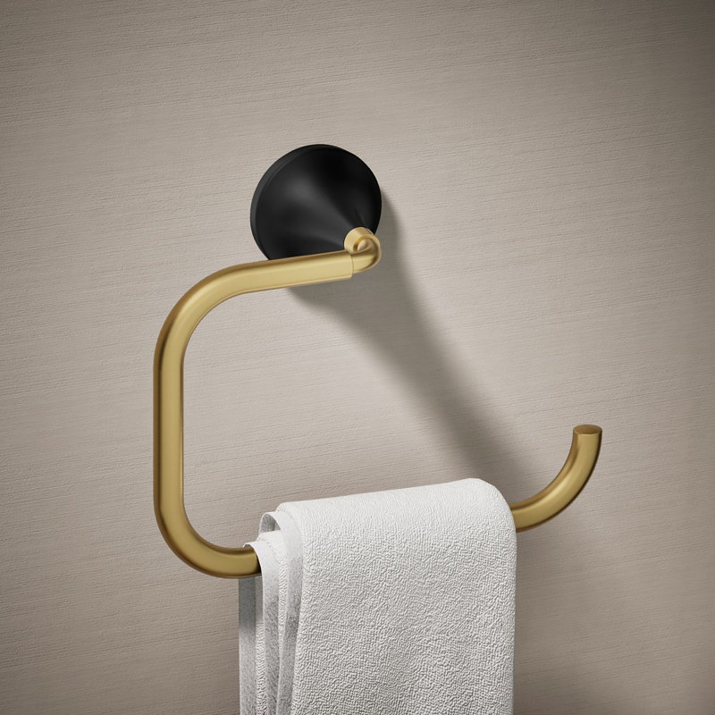 Anneau à serviettes Tone, Noir mat avec laiton moderne