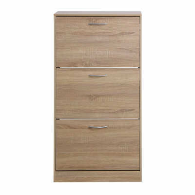 Armoire de rangement pour chaussures à 3 tiroirs, range-chaussures en bois à 3 niveaux