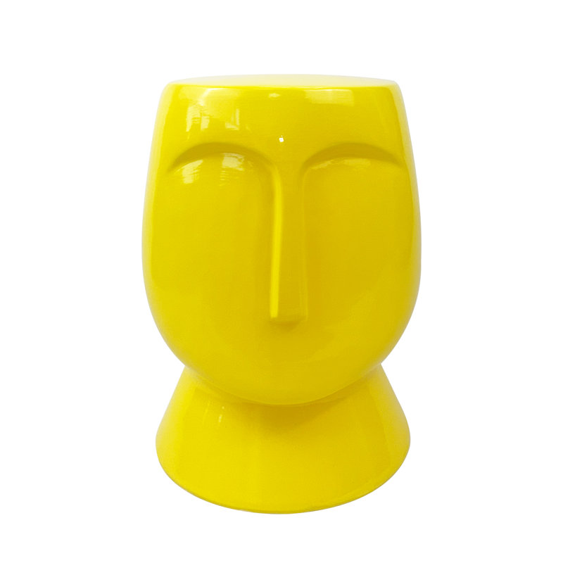 Tabouret artistique en céramique, Jaune vif