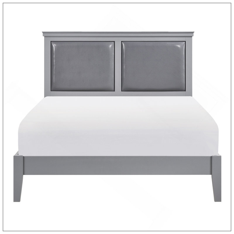 Mobilier de chambre à coucher classique en bois à tête de lit tapissier avec panneau à finition grise 1pc