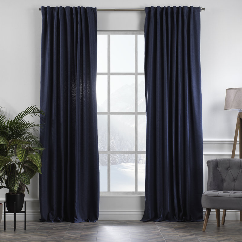 Decorative Room Darkening Curtain Panels, Navy Blue, 52'' W x 72'' L