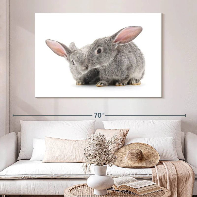 Two Baby Bunnies, 34" H x 51" W