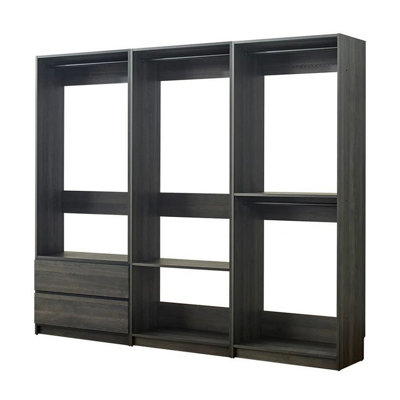 Système d'organisation modulaire Dee, 4 supports à vêtements, 2 tiroirs, bois