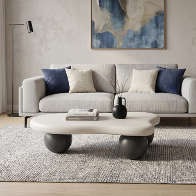 Table basse de 47 pouces en forme de nuage avec 3 pieds sphériques pour le salon