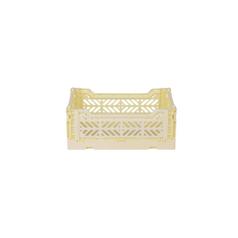 Foldable Plastic Crate, Collapsible Storage Bin to Organize Your Rooms, Collapsible Utility Crate, Cream