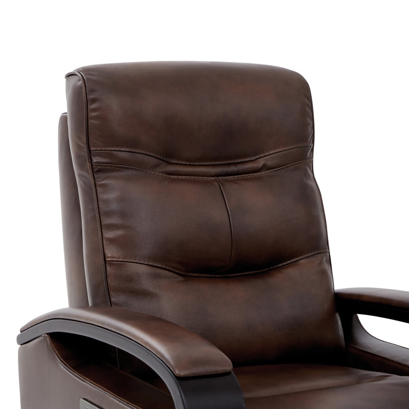 Britnee Genuine Leather Swivel Power Recliner, Cognac Genuine Leather