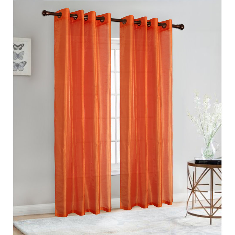 Diredra Polyester Semi-Sheer Curtains, Orange