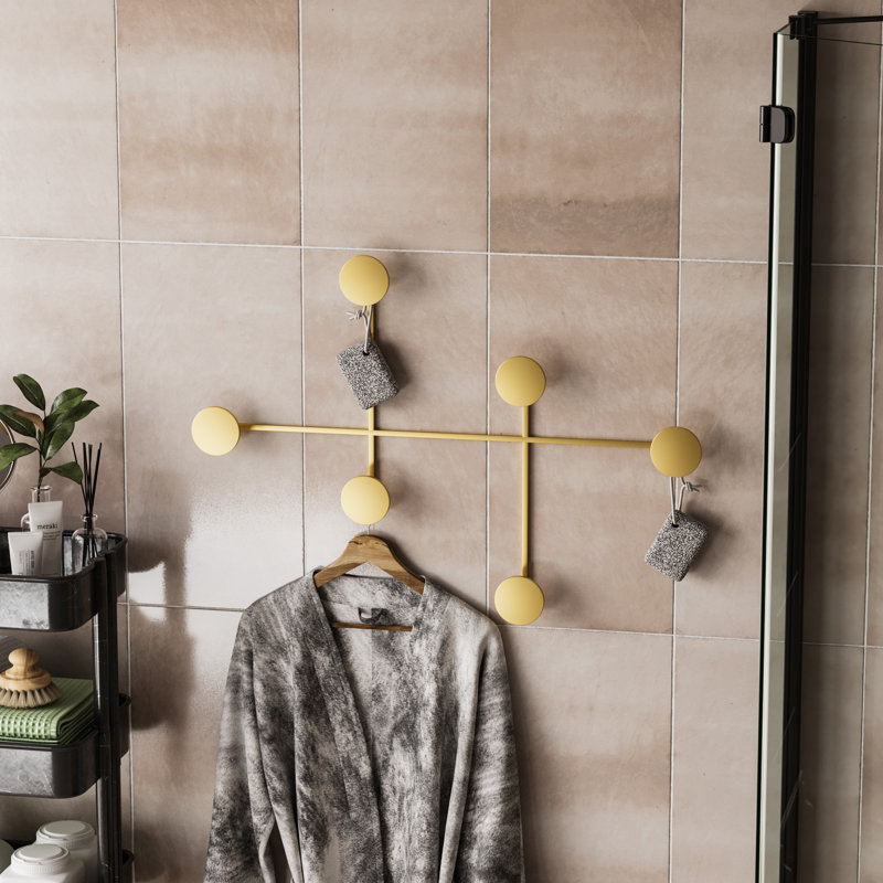 Crochet mural en métal robuste, finition dorée, 32,3 x 23,6 x 0,4 po | Fabrication 100% métal, épaisseur: 0,4 po | Supporte jusqu'à 22 lb | Parfait pour l'organisation à la maison et un décor élégant